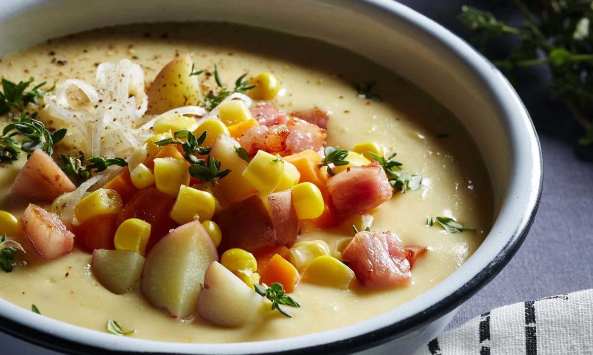 Chowder de Elote con Tocino Crujiente